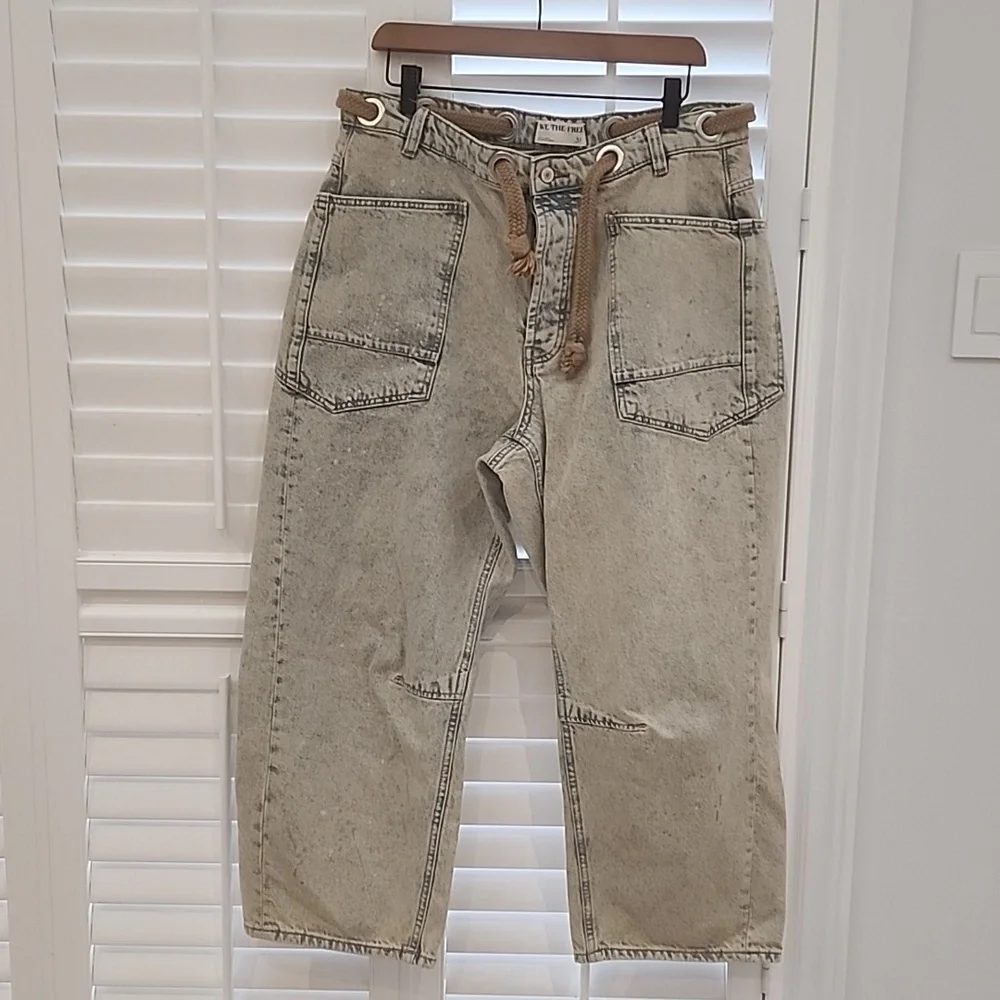 Free People Moxie Jeans with Brown Tie - Picture 2 of 8